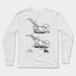 Garden Plow Vintage Patent Hand Drawing Long Sleeve T-Shirt